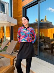 CROP MODEL TESETTÜR MAYO - PEMBE MAVİ DESEN