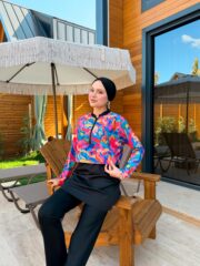 CROP MODEL TESETTÜR MAYO - PEMBE MAVİ DESEN - Görsel 4