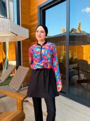 CROP MODEL TESETTÜR MAYO - PEMBE MAVİ DESEN - Görsel 3