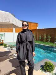 PARAŞÜT KUMAŞ TESETTÜR MAYO - SİYAH