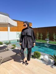 PARAŞÜT KUMAŞ TESETTÜR MAYO - SİYAH - Görsel 2