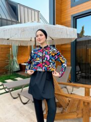 CROP MODEL TESETTÜR MAYO - RENKLİ DESEN