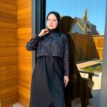 PARAŞÜT KUMAŞ TESETTÜR MAYO UZUN - SİYAH BEYAZ