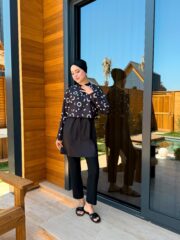 CROP MODEL TESETTÜR MAYO - SİYAH BEYAZ YUVARLAK - Görsel 6