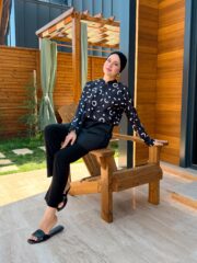 CROP MODEL TESETTÜR MAYO - SİYAH BEYAZ YUVARLAK - Görsel 3