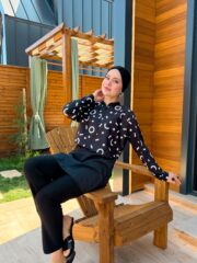 CROP MODEL TESETTÜR MAYO - SİYAH BEYAZ YUVARLAK - Görsel 2