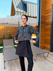 CROP MODEL TESETTÜR MAYO - SİYAH BEYAZ ZİNCİR DESEN - Görsel 7