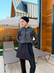 CROP MODEL TESETTÜR MAYO - SİYAH BEYAZ ZİNCİR DESEN - Görsel 5