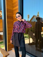 CROP MODEL TESETTÜR MAYO - MOR TURUNCU DESEN - Görsel 7