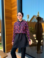 CROP MODEL TESETTÜR MAYO - MOR TURUNCU DESEN - Görsel 6