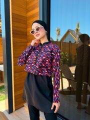 CROP MODEL TESETTÜR MAYO - MOR TURUNCU DESEN - Görsel 5