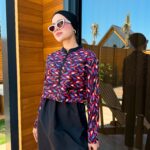 CROP MODEL TESETTÜR MAYO - MOR TURUNCU DESEN