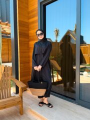 PARAŞÜT KUMAŞ TESETTÜR MAYO UZUN - SİYAH - Görsel 4