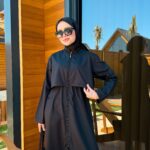 PARAŞÜT KUMAŞ TESETTÜR MAYO UZUN - SİYAH