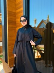 PARAŞÜT KUMAŞ TESETTÜR MAYO UZUN - SİYAH