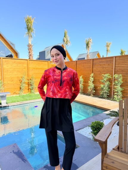 CROP MODEL TESETTÜR MAYO - TURUNCU MERMER DESEN